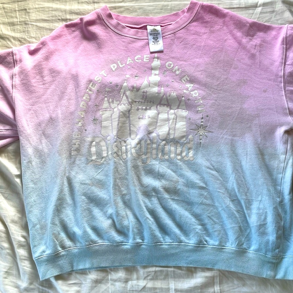 Pink and blue ombré Disney white glitter castle sweatshirt!